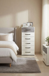 Amos Mann Furniture Maria White And Grey Narrow Chest Of Drawers - thumbnail 3