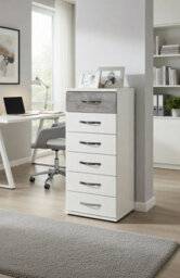 Amos Mann Furniture Maria White And Grey Narrow Chest Of Drawers - thumbnail 4