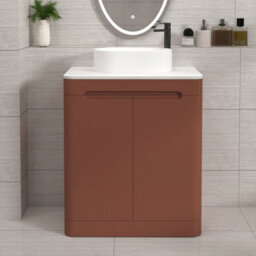 Royal Bathrooms Venice 700mm Terracotta Clay Freestanding Bathroom Countertop Vanity Unit 2 Door With Peak Basin - thumbnail 1