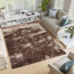 Modern Soft Two Tone Shimmer Shaggy Area Rugs Bronze 60X220 Cm - thumbnail 4