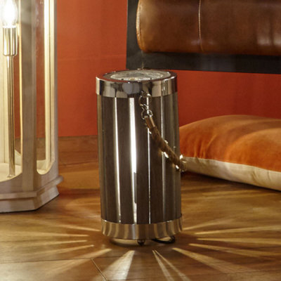 Pacific Lifestyle Grey Wash Wood Small Lantern Table Lamp - image 1