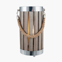 Pacific Lifestyle Grey Wash Wood Small Lantern Table Lamp - thumbnail 4