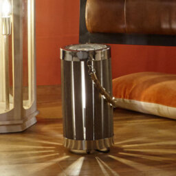 Pacific Lifestyle Grey Wash Wood Small Lantern Table Lamp - thumbnail 1