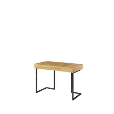 Arte Teen Flex Desk 110Cm In Oak Hickory & Raw Steel - Compact Desk With Two Drawers And Industrial Metal Legs - image 1