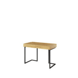 Arte Teen Flex Desk 110Cm In Oak Hickory & Raw Steel - Compact Desk With Two Drawers And Industrial Metal Legs