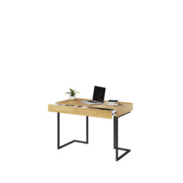 Arte Teen Flex Desk 110Cm In Oak Hickory & Raw Steel - Compact Desk With Two Drawers And Industrial Metal Legs - thumbnail 3
