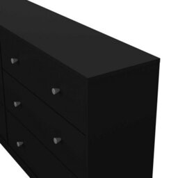 Wyld Haus Tainan Wide Black Chest Of Drawers - 6-Drawer Matt Wood Dresser 1431X317X683mm - thumbnail 7