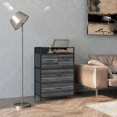 Homcom Bedroom Chest Of Drawers 4 Drawer Dresser W/ Shelf, Black - image 1