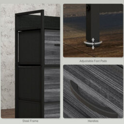 Homcom Bedroom Chest Of Drawers 4 Drawer Dresser W/ Shelf, Black - thumbnail 7