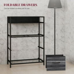Homcom Bedroom Chest Of Drawers 4 Drawer Dresser W/ Shelf, Black - thumbnail 6