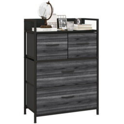 Homcom Bedroom Chest Of Drawers 4 Drawer Dresser W/ Shelf, Black - thumbnail 2