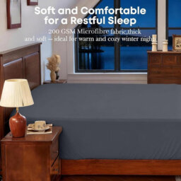 Bedlooms King Fitted Sheet 30Cm Extra Deep-Brushed Microfiber Deep Pocket Elasticated Fitted Bed Sheets Charcoal, 152X200Cm - thumbnail 3