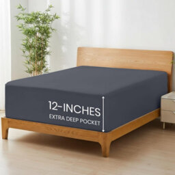 Bedlooms King Fitted Sheet 30Cm Extra Deep-Brushed Microfiber Deep Pocket Elasticated Fitted Bed Sheets Charcoal, 152X200Cm - thumbnail 2