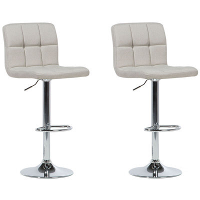 Beliani Set Of 2 Bar Chairs Marion Swivel Light Beige - image 1