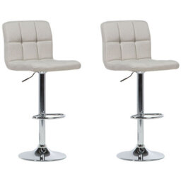 Beliani Set Of 2 Bar Chairs Marion Swivel Light Beige - thumbnail 1