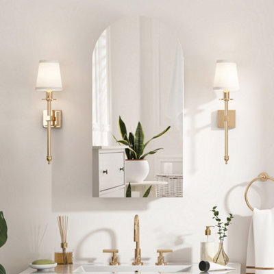Keepreaper Sleek Arched Bathroom Mirror Cabinet White Wall-Mounted With Adjustable Shelf 40 X 80 Cm - image 1