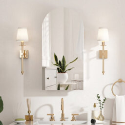 Keepreaper Sleek Arched Bathroom Mirror Cabinet White Wall-Mounted With Adjustable Shelf 40 X 80 Cm - thumbnail 1