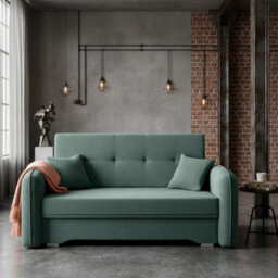 Amerykanka Laine 3 Green Functional Sleeper Sofa With Storage And Stylish Cushions - thumbnail 1