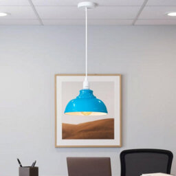 Ledsone Industrial Ceiling Hanging E27 Lamp Holder 29Cm Metal Pendant Curvy Lampshades Lights Fixtures Blue Color - thumbnail 5