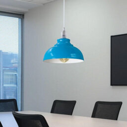 Ledsone Industrial Ceiling Hanging E27 Lamp Holder 29Cm Metal Pendant Curvy Lampshades Lights Fixtures Blue Color - thumbnail 6