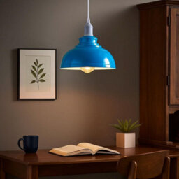 Ledsone Industrial Ceiling Hanging E27 Lamp Holder 29Cm Metal Pendant Curvy Lampshades Lights Fixtures Blue Color - thumbnail 7