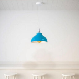 Ledsone Industrial Ceiling Hanging E27 Lamp Holder 29Cm Metal Pendant Curvy Lampshades Lights Fixtures Blue Color - thumbnail 3