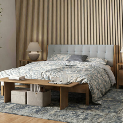 AVER-GROWTH Set Of 3 Wooden Modern Acoustic Wall Panels 240 X 60 Cm - Light Oak Finish - image 1