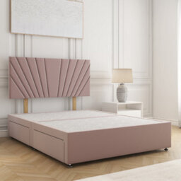 Bsspoke Maria Divan Bed Pink Plush Velvet With 24Inch Headboard & No Mattress No Drawers In Single Double King 4Ft 6Ft