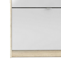 Wyld Haus Prague Natural Oak-Effect Shoe Cabinet With Mirror And 4 Flip Doors - thumbnail 7