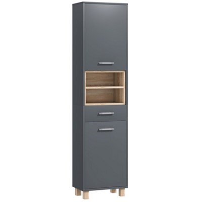 Wyld Haus Suna Tall Bathroom Storage Cabinet - Moisture-Resistant Matte Grey 160H X 40W X 24D Cm - image 1