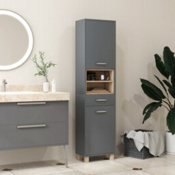 Wyld Haus Suna Tall Bathroom Storage Cabinet - Moisture-Resistant Matte Grey 160H X 40W X 24D Cm - thumbnail 7