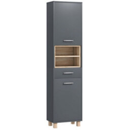 Wyld Haus Suna Tall Bathroom Storage Cabinet - Moisture-Resistant Matte Grey 160H X 40W X 24D Cm