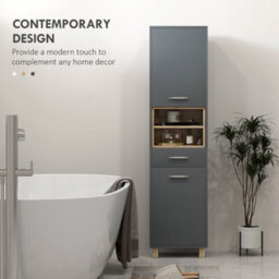 Wyld Haus Suna Tall Bathroom Storage Cabinet - Moisture-Resistant Matte Grey 160H X 40W X 24D Cm - thumbnail 5