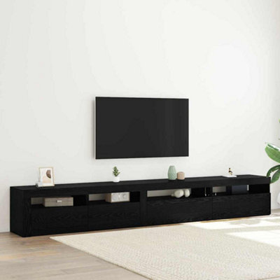 Berkfield 3 Piece Tv Cabinet Set With Led Lights Black Oak Engineered Wood - image 1