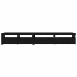 Berkfield 3 Piece Tv Cabinet Set With Led Lights Black Oak Engineered Wood - thumbnail 9