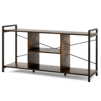 3-Tier Media Console Table Tv Stand For 55 Tvs-Brown - image 1
