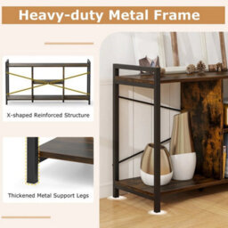 3-Tier Media Console Table Tv Stand For 55 Tvs-Brown - thumbnail 3