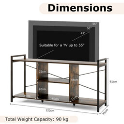 3-Tier Media Console Table Tv Stand For 55 Tvs-Brown - thumbnail 2