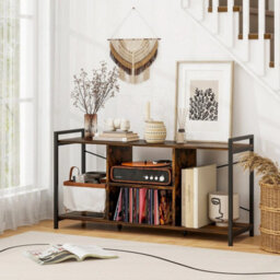 3-Tier Media Console Table Tv Stand For 55 Tvs-Brown - thumbnail 6