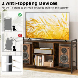 3-Tier Media Console Table Tv Stand For 55 Tvs-Brown - thumbnail 5