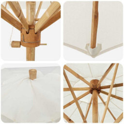 Walplus Garden Parasol Cream White 240 X 240 X 260 Cm Bamboo - thumbnail 5