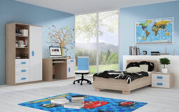 Arte Elegant Oak Sonoma And White Sideboard H1600mm W800mm D400mm - Blue Handles For Serene Interiors - thumbnail 2
