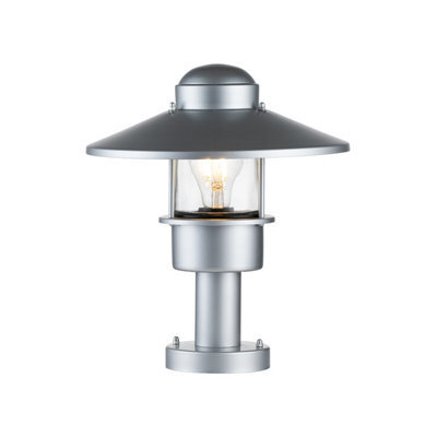 Luminosa Lighting Elstead Klampenborg Outdoor Pedestal Light Silver, Ip44