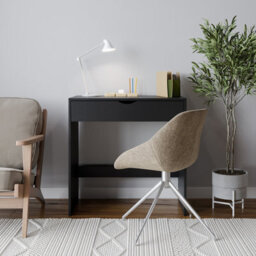 Urbn-Living Urbnliving Height 75Cm 1 Drawer Dressing Black Colour Table Wooden Vanity Computer Desk Bedroom Furniture Office - thumbnail 2