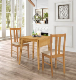 Hallowood Furniture Ledbury Light Oak Drop Leaf Dining Table With 2 Aston Chairs - thumbnail 1