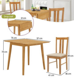 Hallowood Furniture Ledbury Light Oak Drop Leaf Dining Table With 2 Aston Chairs - thumbnail 3