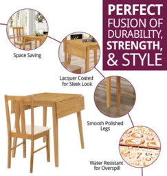 Hallowood Furniture Ledbury Light Oak Drop Leaf Dining Table With 2 Aston Chairs - thumbnail 2