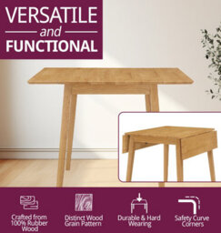 Hallowood Furniture Ledbury Light Oak Drop Leaf Dining Table With 2 Aston Chairs - thumbnail 4