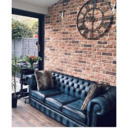 Chesterfield 3 Seater Antique Blue Real Leather Sofa Bespoke In Classic Style - thumbnail 3