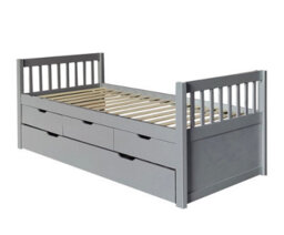 Comfy Living 3Ft Pine Wooden Trundle Bed With Storage Drawers In Grey - thumbnail 2